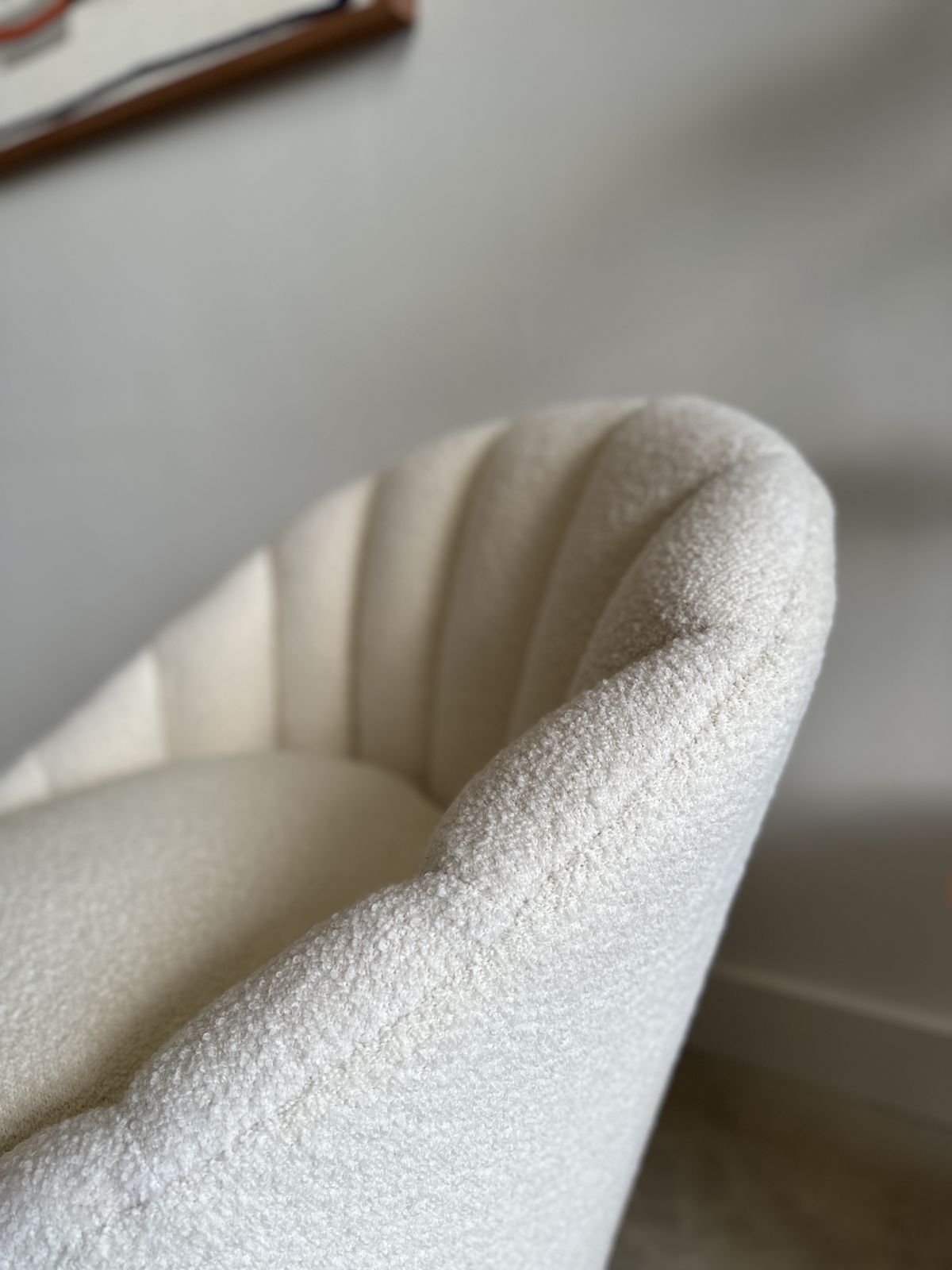 Mid Century Fluted Boucle Tub Chair photo Furniture