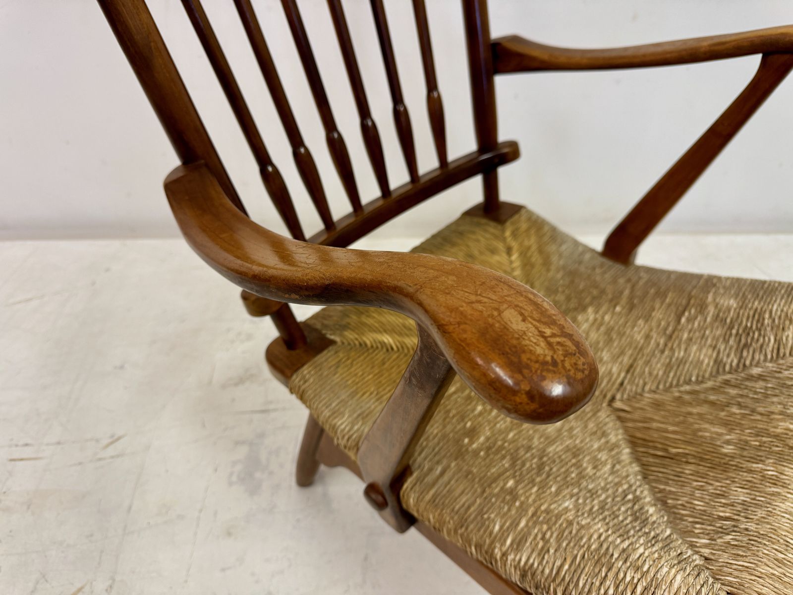 1950s Dutch Stick Back And Rush Seat By De Ster Gelderland photo for sale