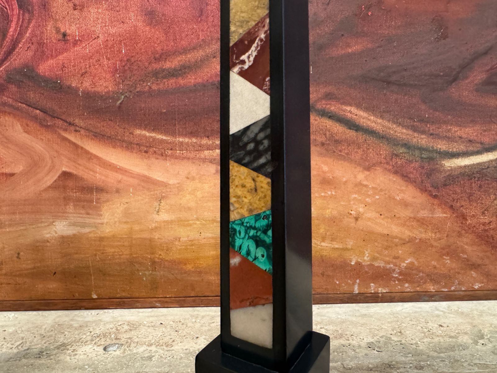 Pair Of 19th Century Ashford Black Marble And Pietra Dura Obelisks photo 1295.0