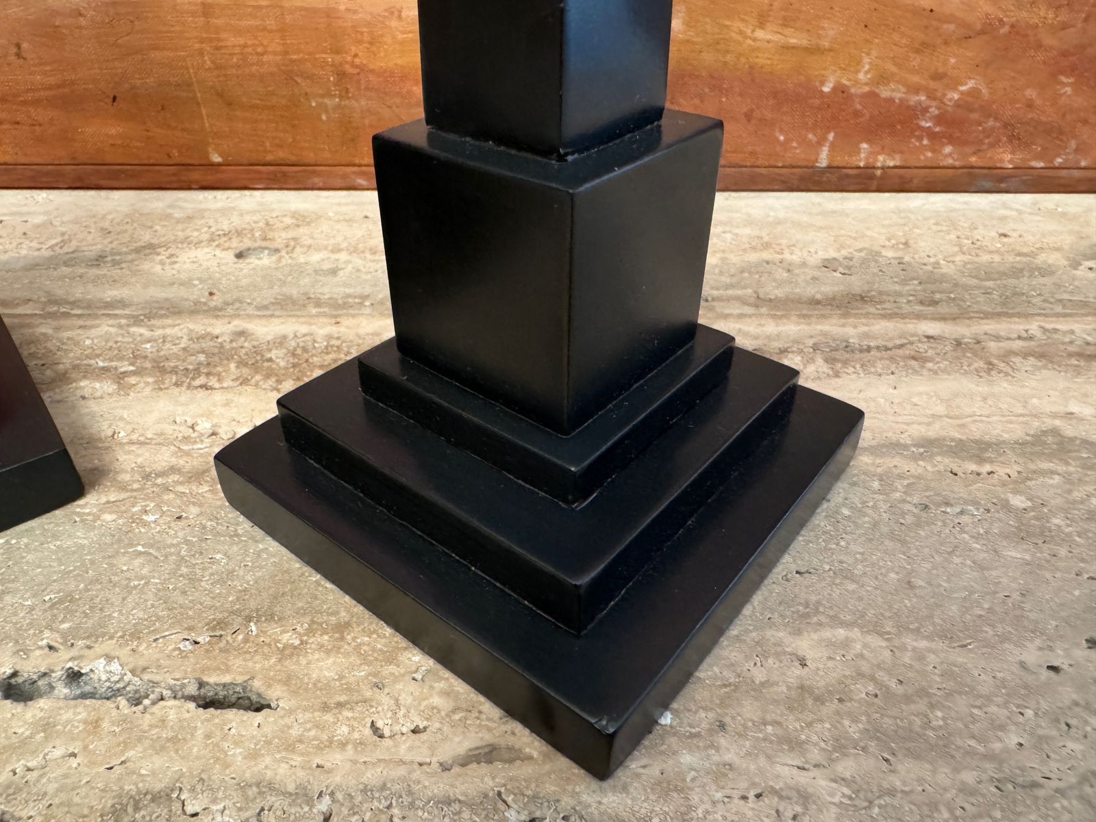 Pair Of 19th Century Ashford Black Marble And Pietra Dura Obelisks photo vintage