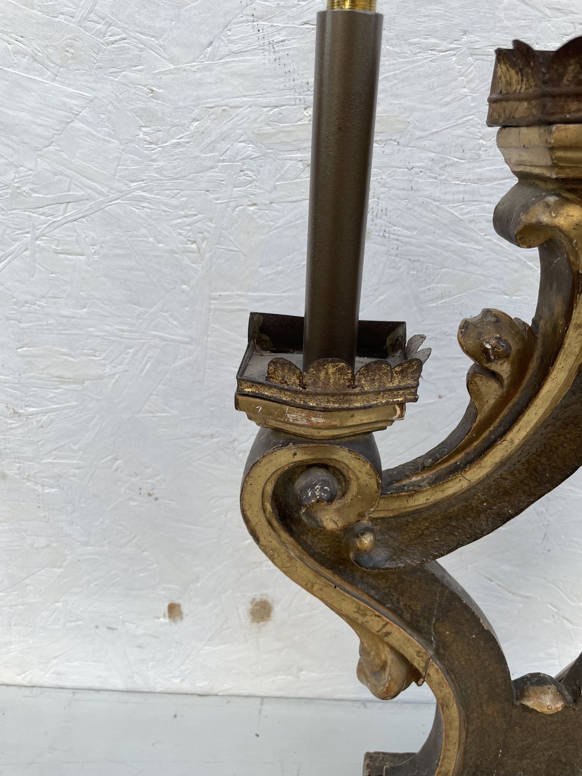Pair Of Carved, Painted, And Giltwood Three Light Table Lamps Incorporating 19th Century And Later Elements photo Lighting