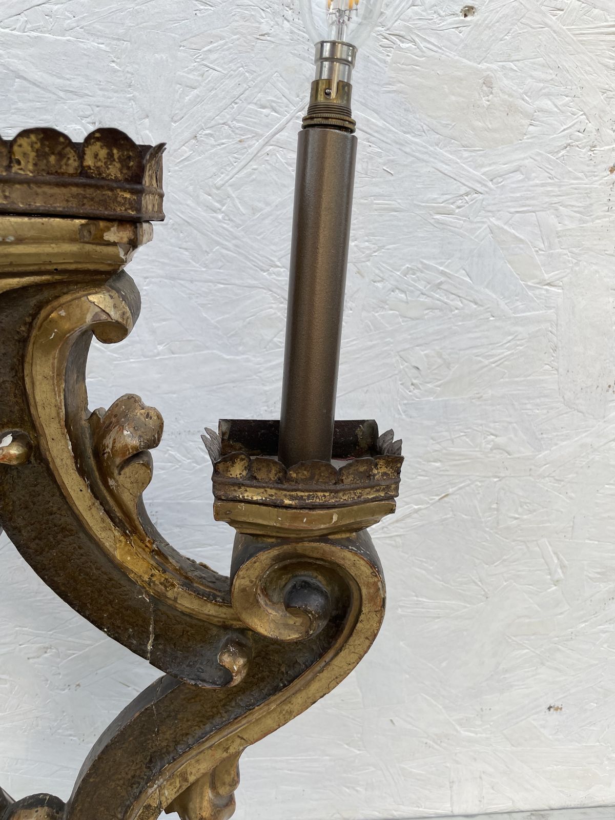 Pair Of Carved, Painted, And Giltwood Three Light Table Lamps Incorporating 19th Century And Later Elements photo buy