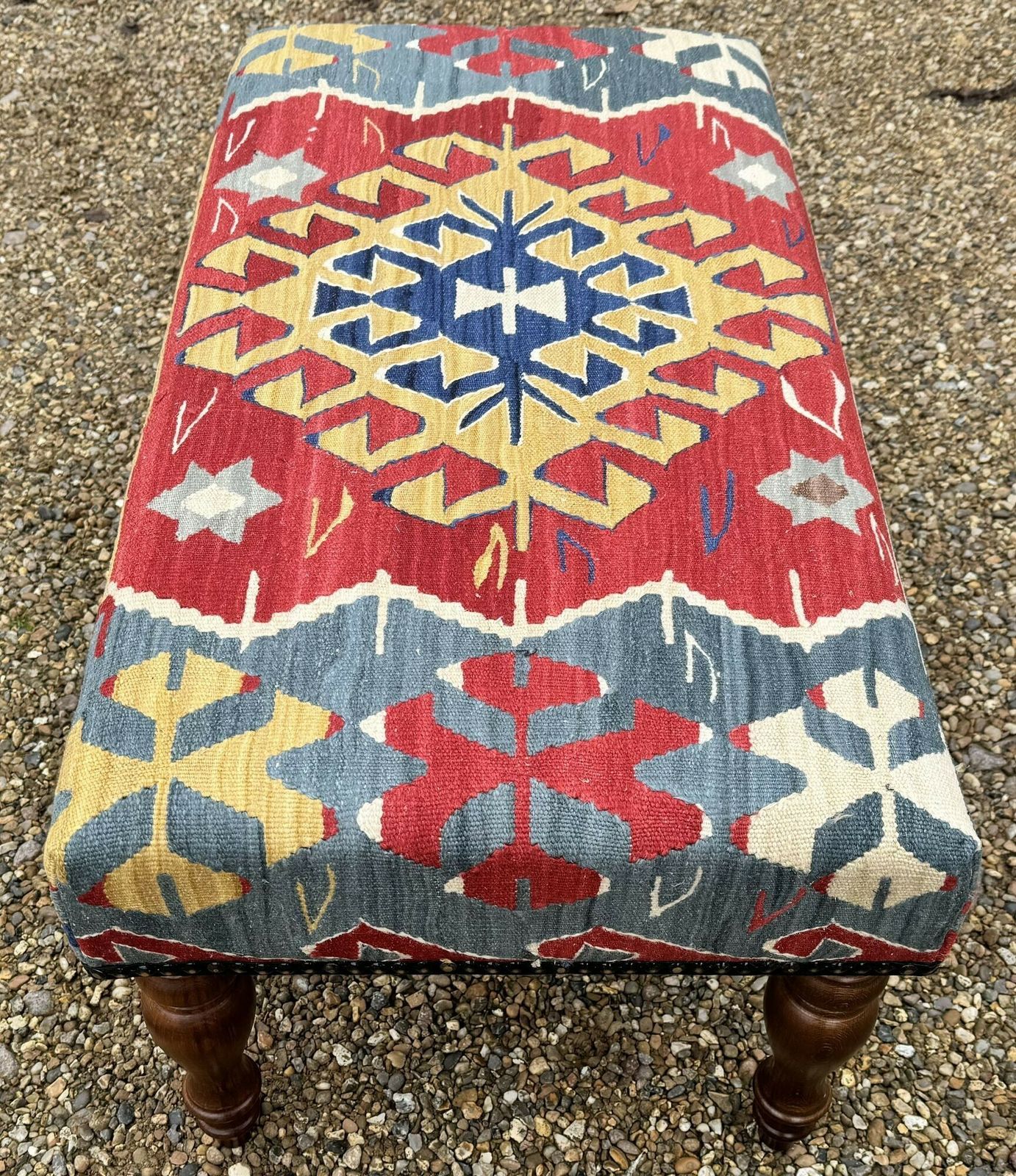 Kilim Covered Stool 0.90m X 0.46m X H0.40m photo vinterior