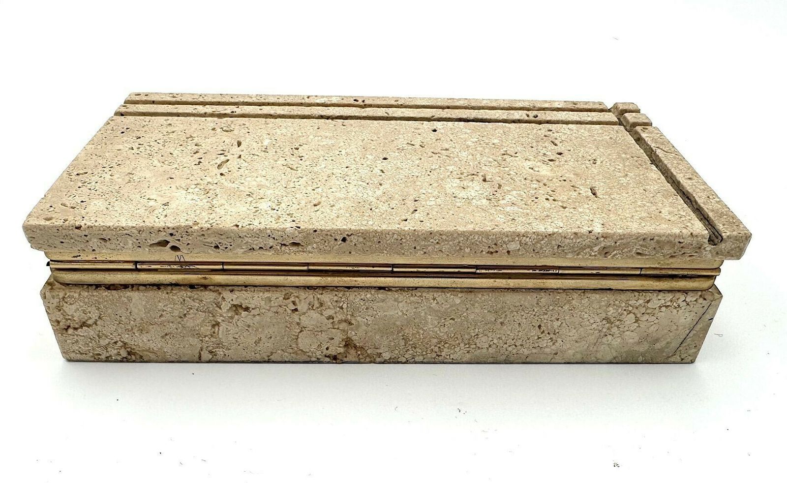 Home Decor An Italian 1970s Travertine And Gilt Metal Jewellery Accessories Box photo
