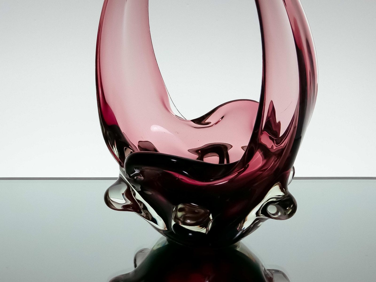 Dark Red Magenta And Clear Murano Vintage Mid Century Art Glass Dish/Centrepiece, 1960s,   Mid Century Home Decor photo buy
