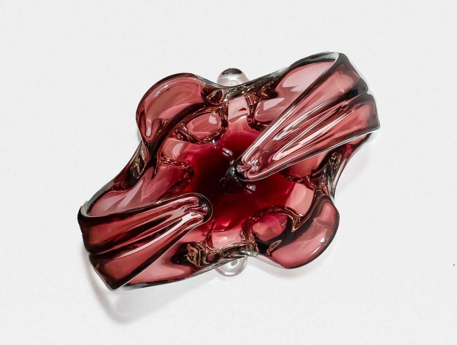 photo furniture Dark Red Magenta And Clear Murano Vintage Mid Century Art Glass Dish/Centrepiece, 1960s,   Mid Century Home Decor