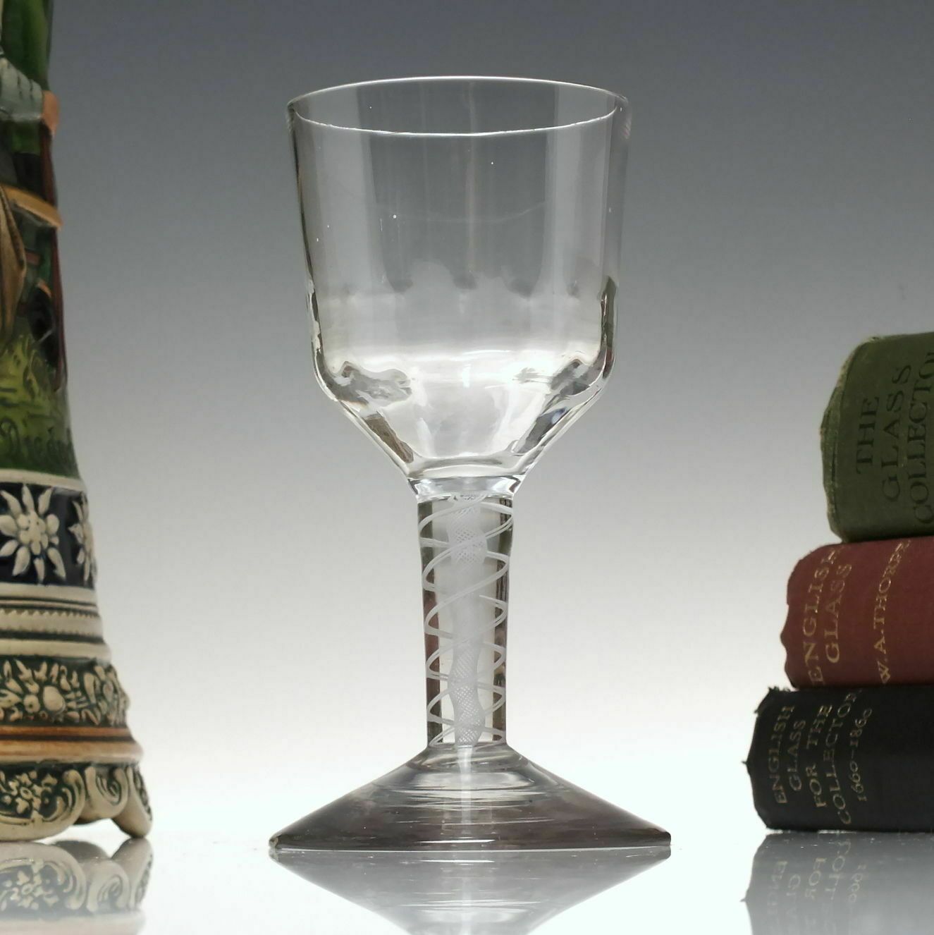 18th Century Opaque Twist Short Wine Glass C1760
