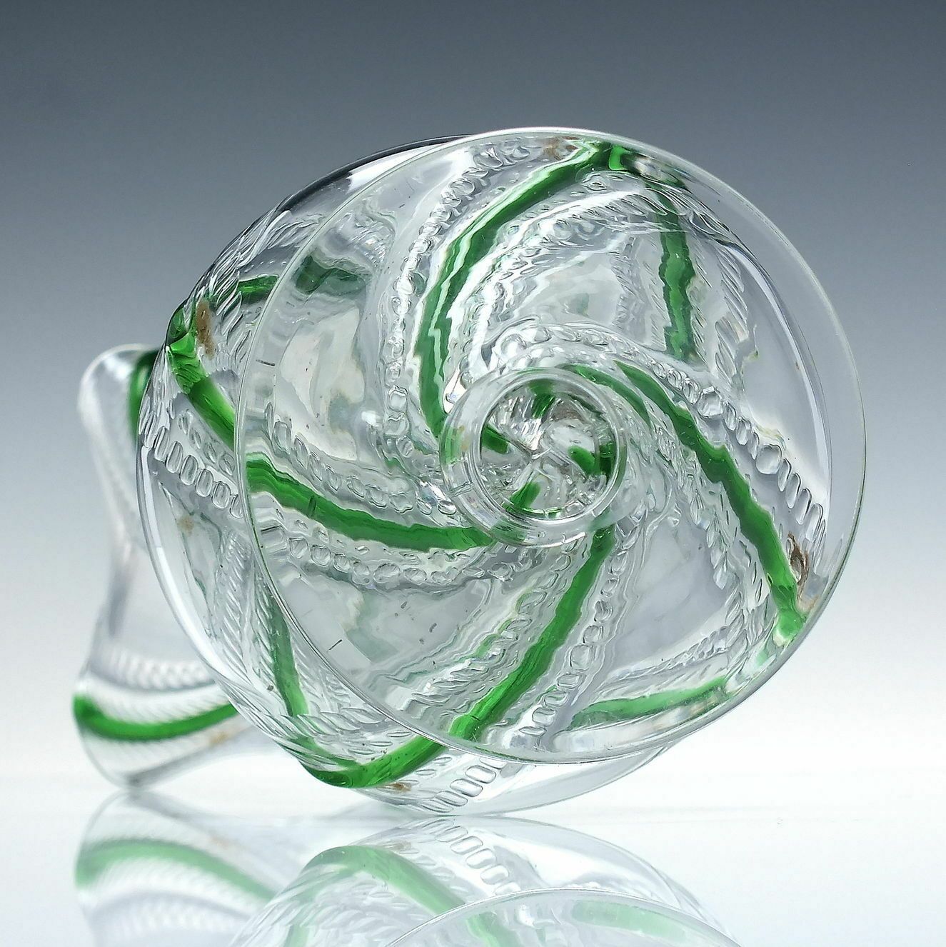 Pair Tall Stevens & Williams Art Nouveau Green Trailed Glass Vases C1895 photo for sale