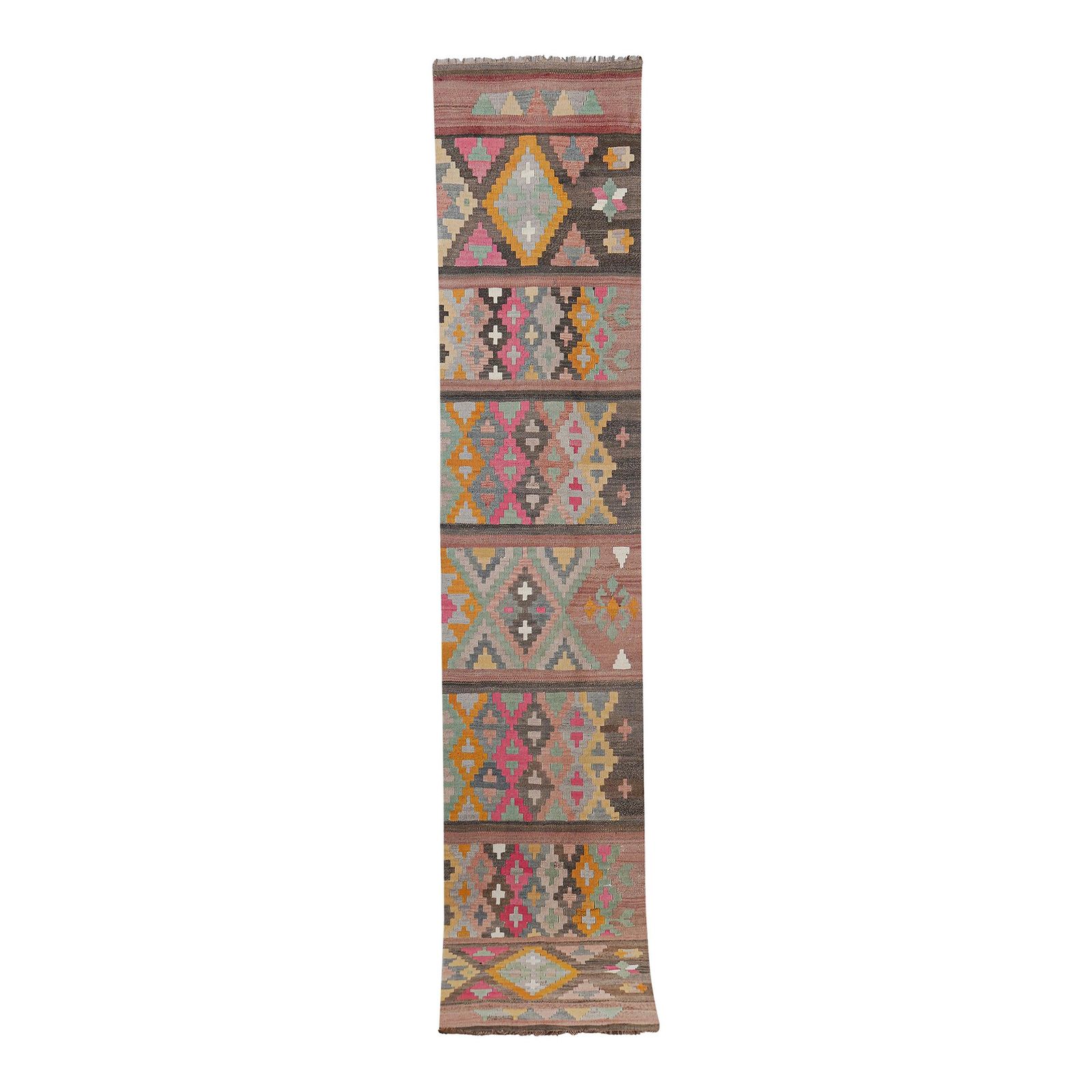 1960s Vintage Turkish Kilim Runner 2'4'' X 12'6''