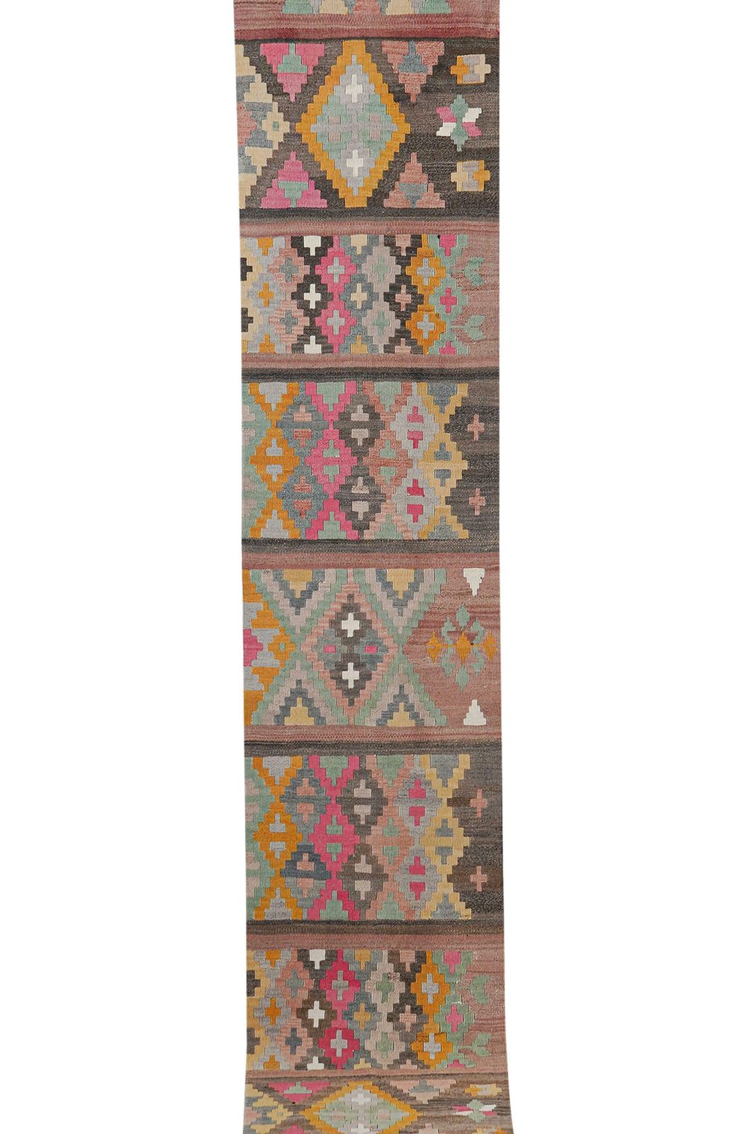 1960s Vintage Turkish Kilim Runner 2'4'' X 12'6'' photo for sale
