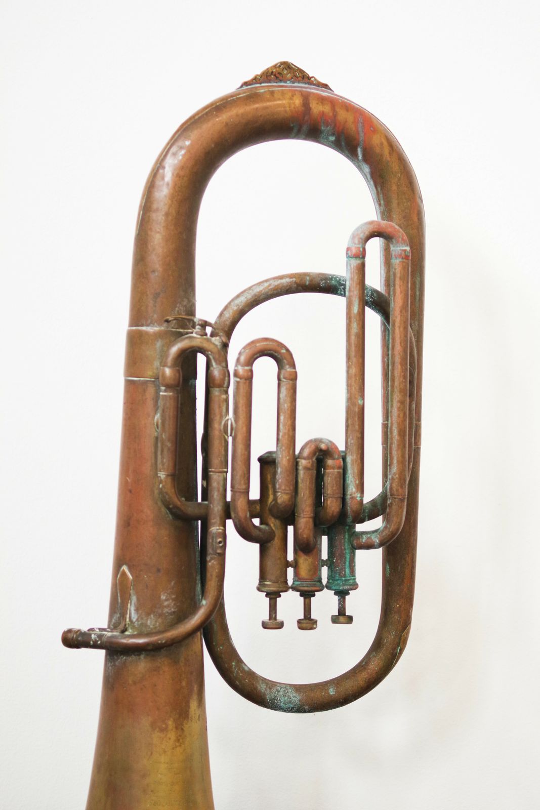 Home Decor Set Of Three 1940s Copper Trumpets   Antique Musical Instrument Collection photo