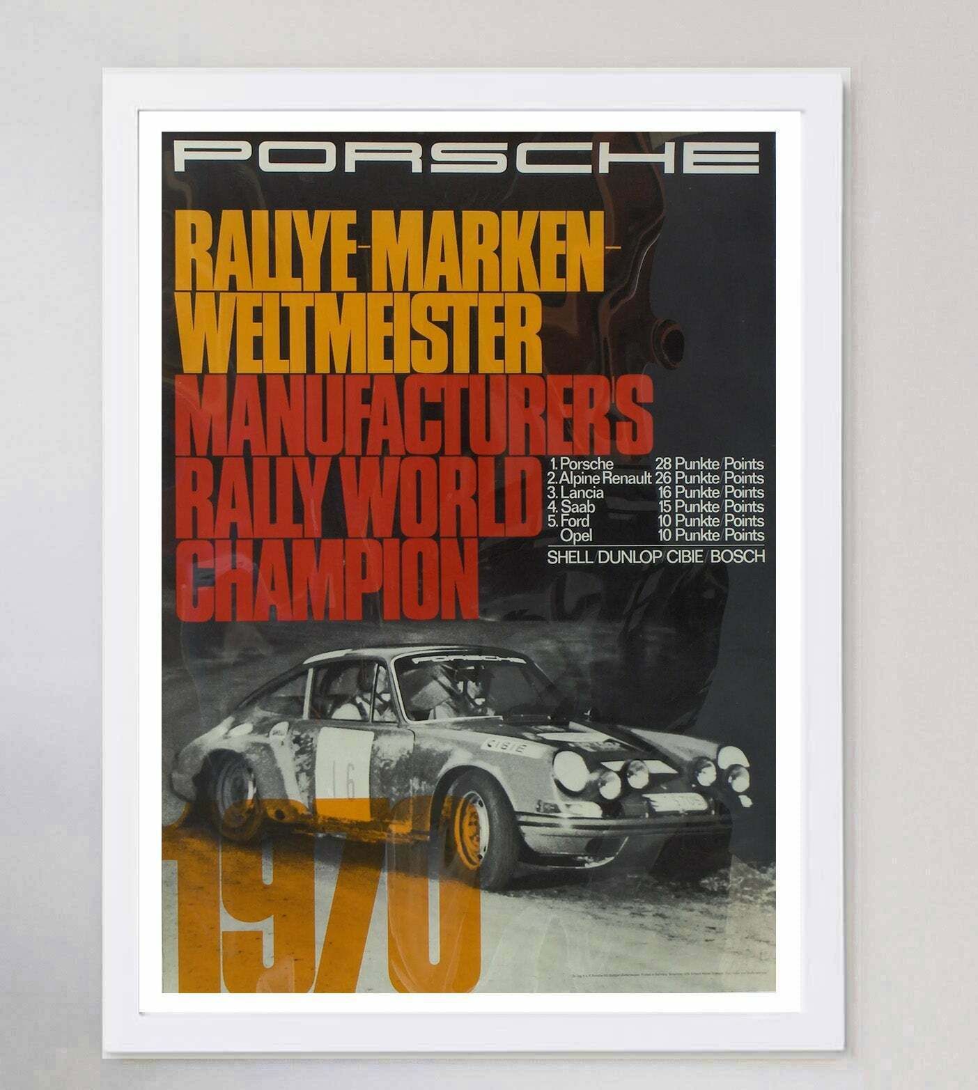 Porsche   1970 Manufacturers Rally World Champion Original Vintage Poster photo for sale