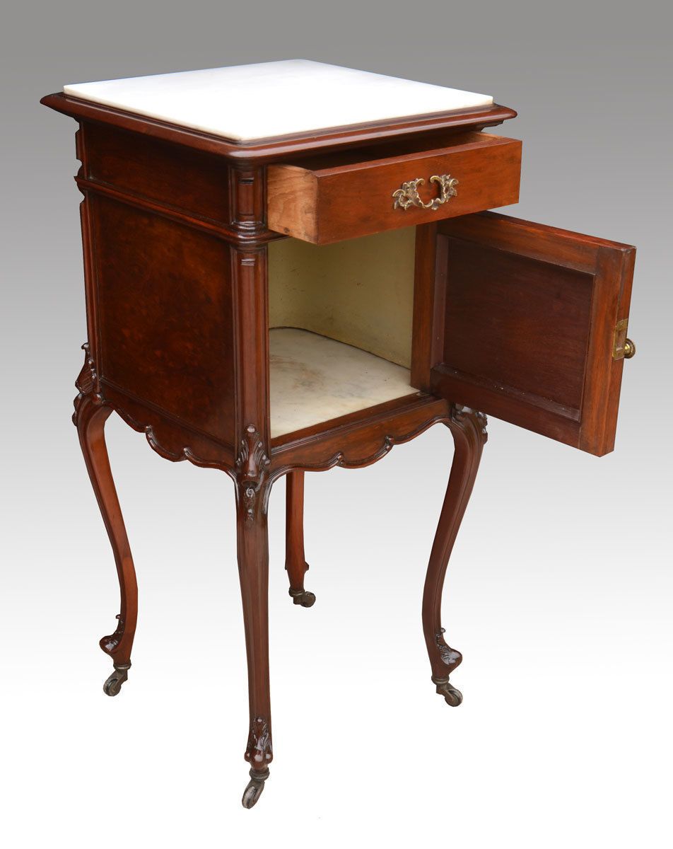Mahogany Marble Top Bedside Cabinet Circa 1900 photo furniture