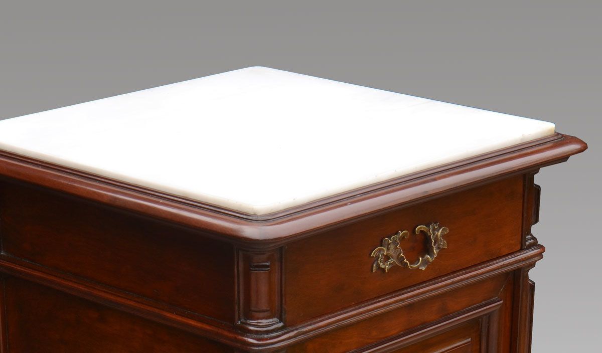 Mahogany Marble Top Bedside Cabinet Circa 1900 photo for sale