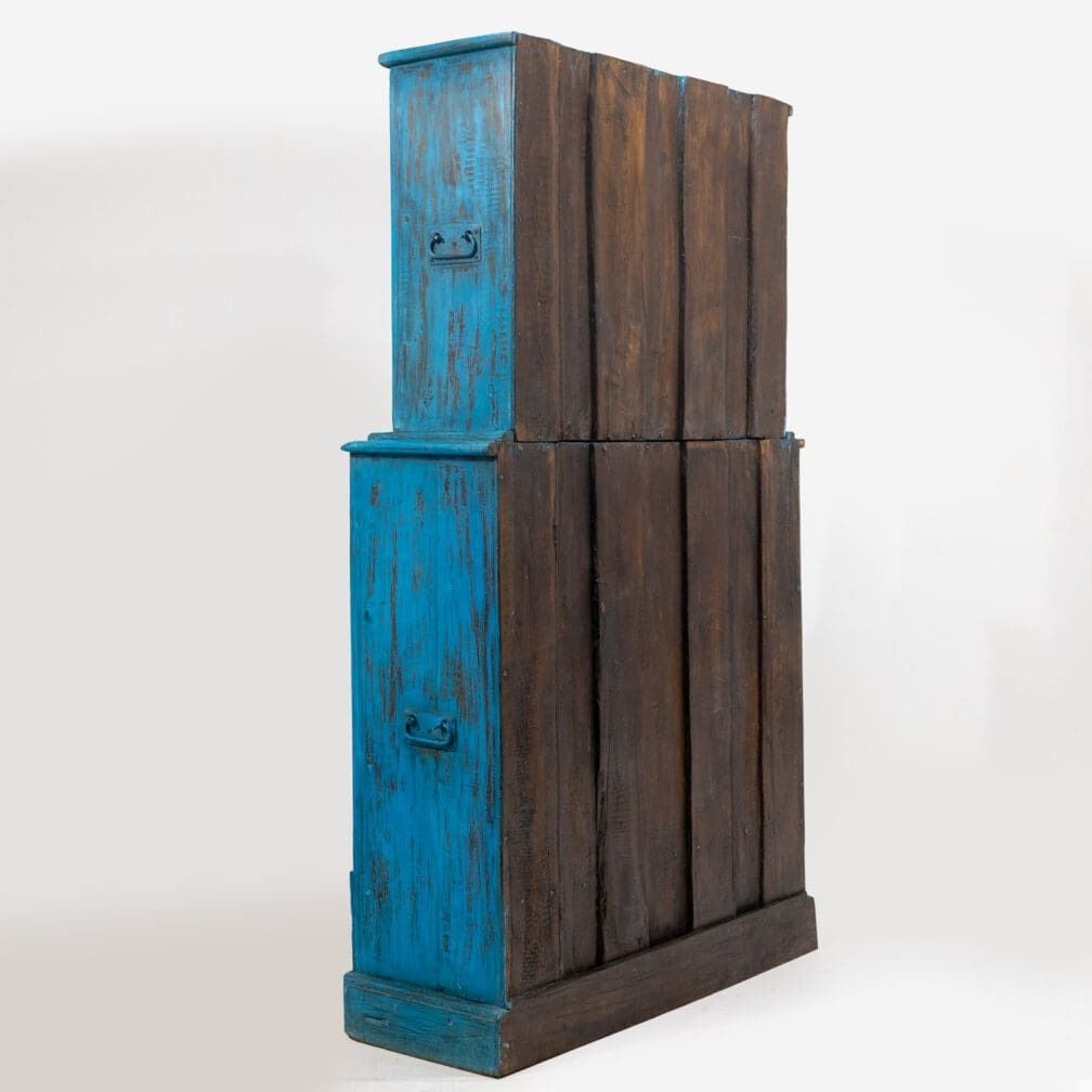Large Turquoise Part Glass Almirah S 15 photo vinterior