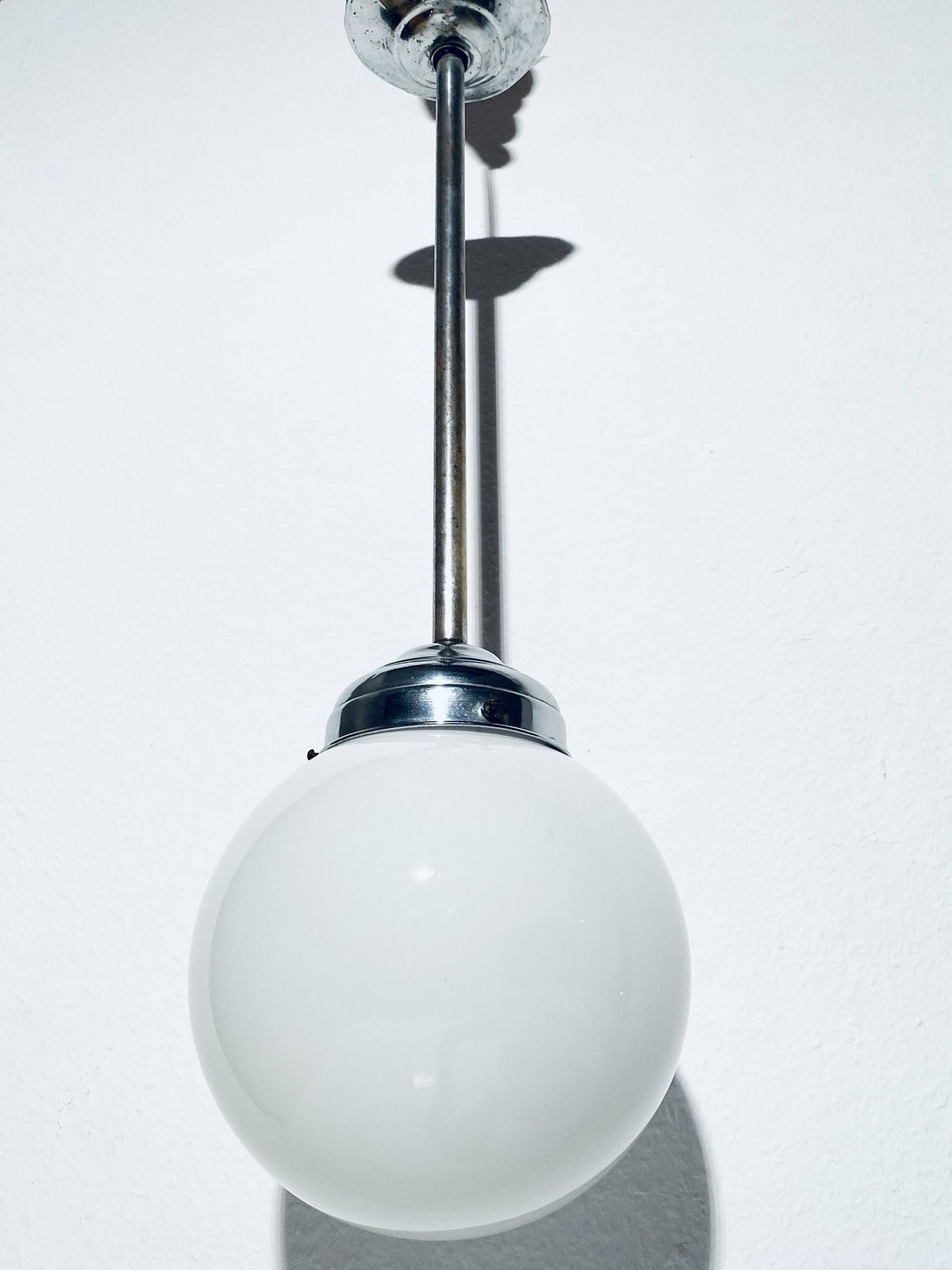 Bauhaus Opaline Glass Bulb Hanging Lamp / 1920s   1950s Art Deco Interior Decor photo 234.0