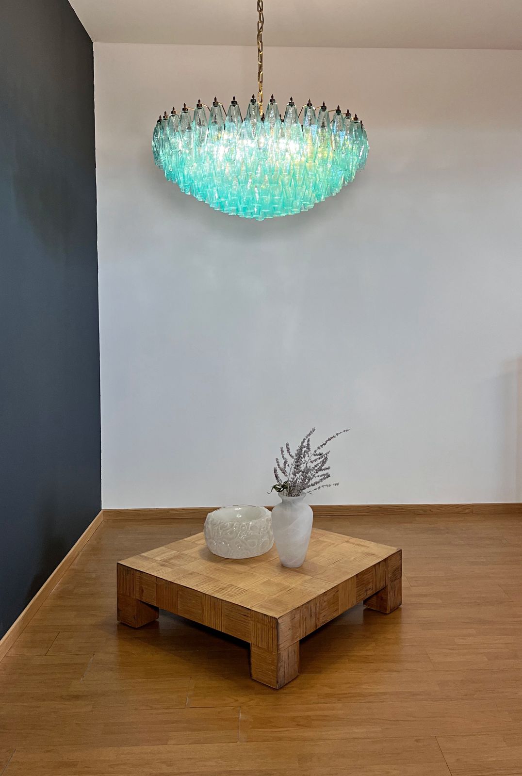 Amazing Murano Glass Candelier   185 Turquoise Poliedri photo furniture