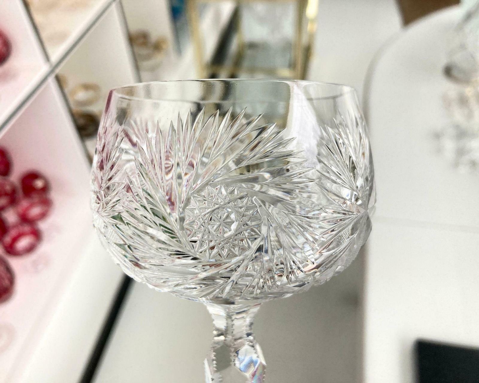 photo for sale Crystal Wine Glasses | 6pcs | Cutcrystal | Exquisite Glassware | France