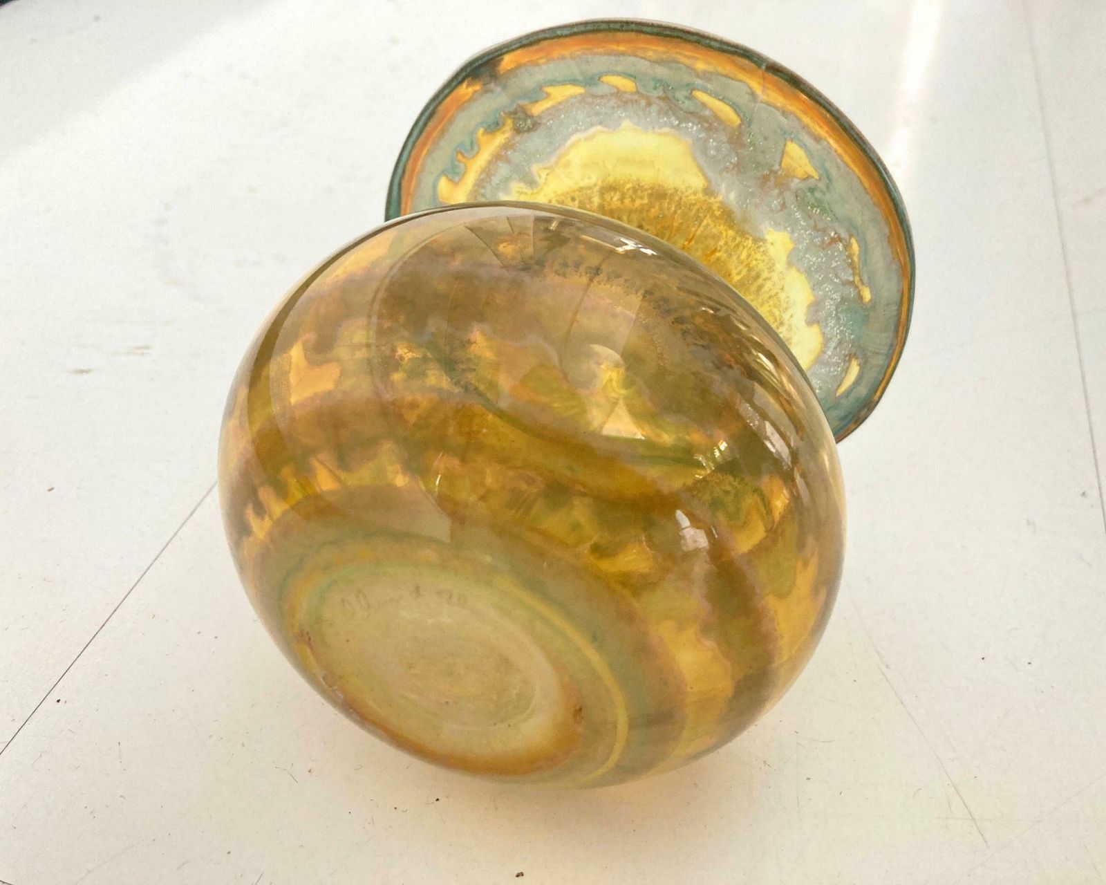 Studio Art Glass | Mouth Blown Golden Vase| 1pcs photo vinterior