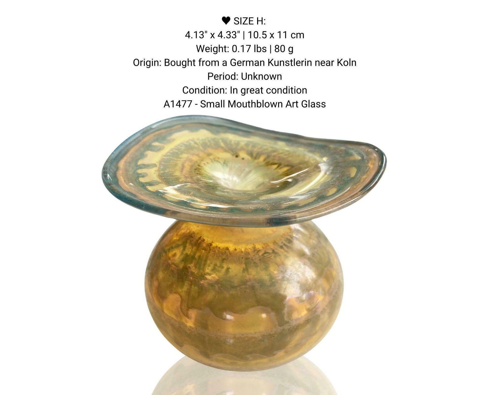 photo furniture Studio Art Glass | Mouth Blown Golden Vase| 1pcs