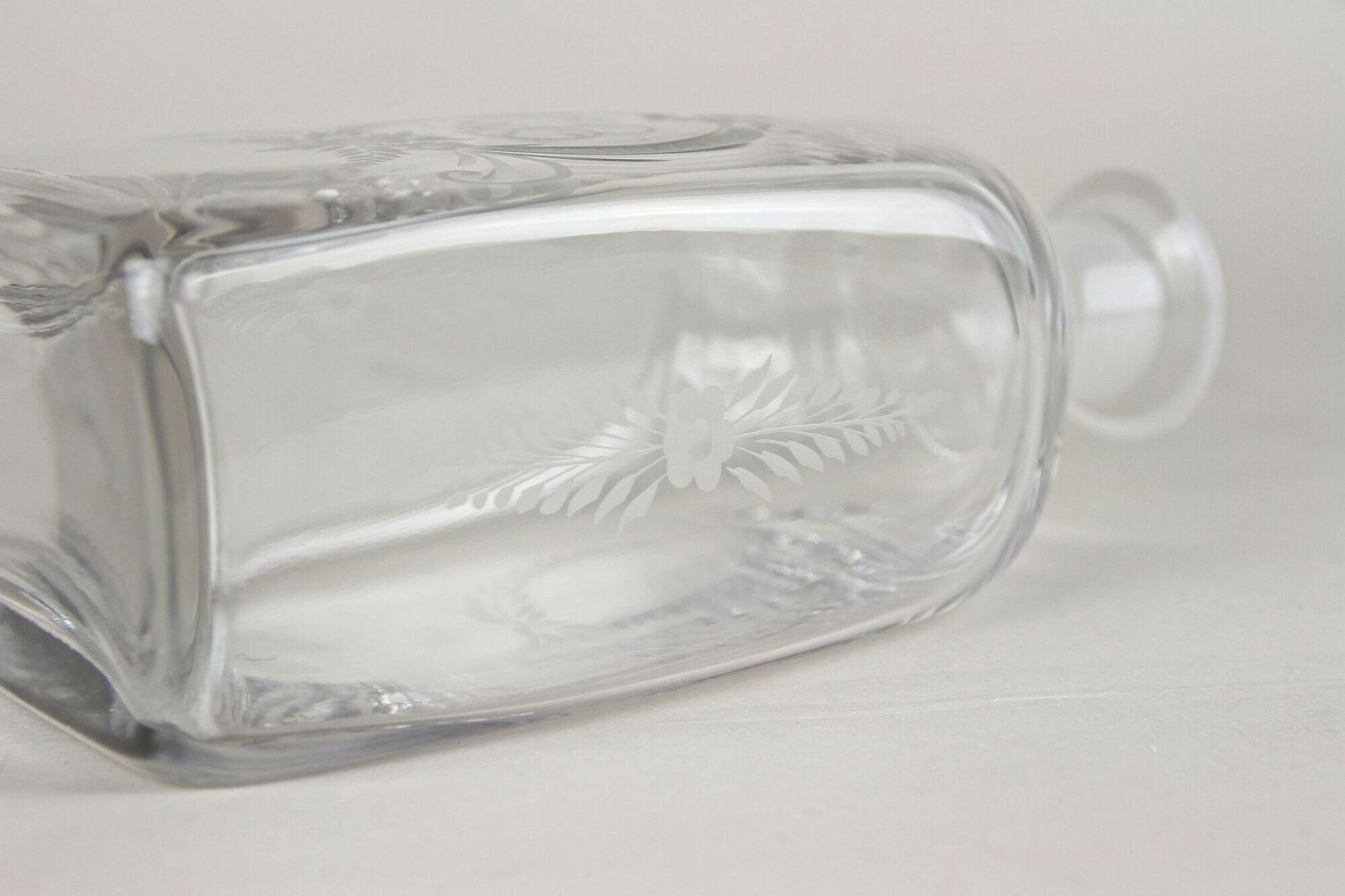 510.0 20th Century Art Nouveau Decanter/ Liquor Glass Bottle, Engraved, At Ca. 1915 photo