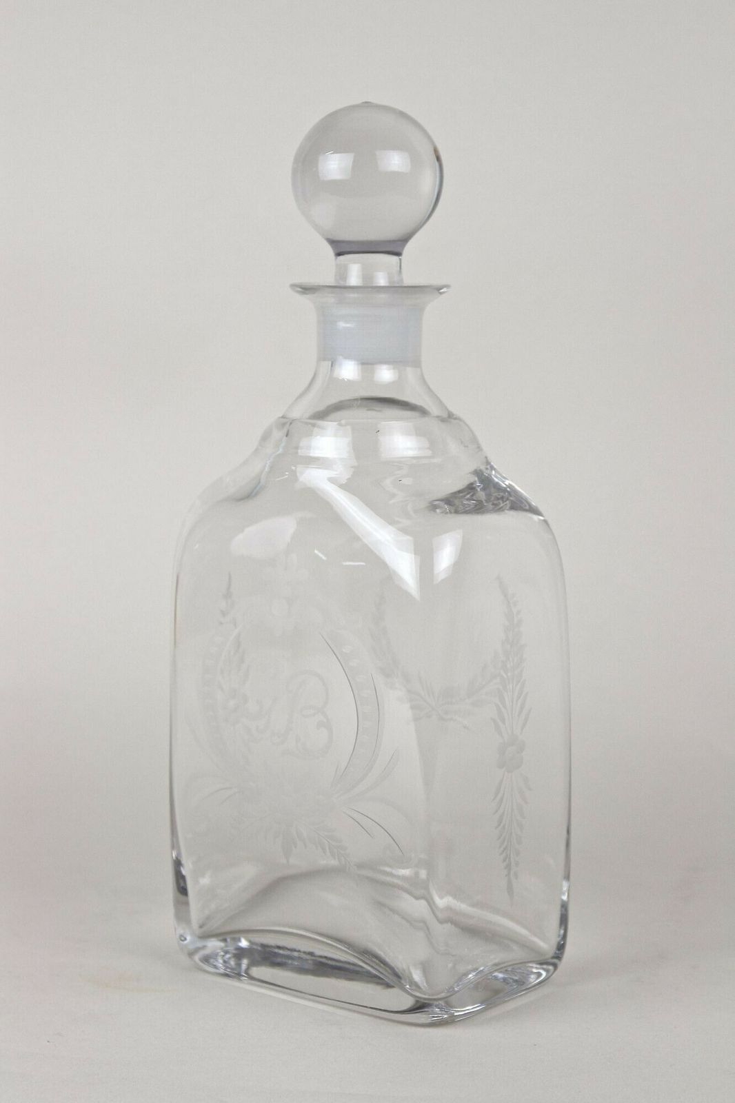 photo vinterior 20th Century Art Nouveau Decanter/ Liquor Glass Bottle, Engraved, At Ca. 1915