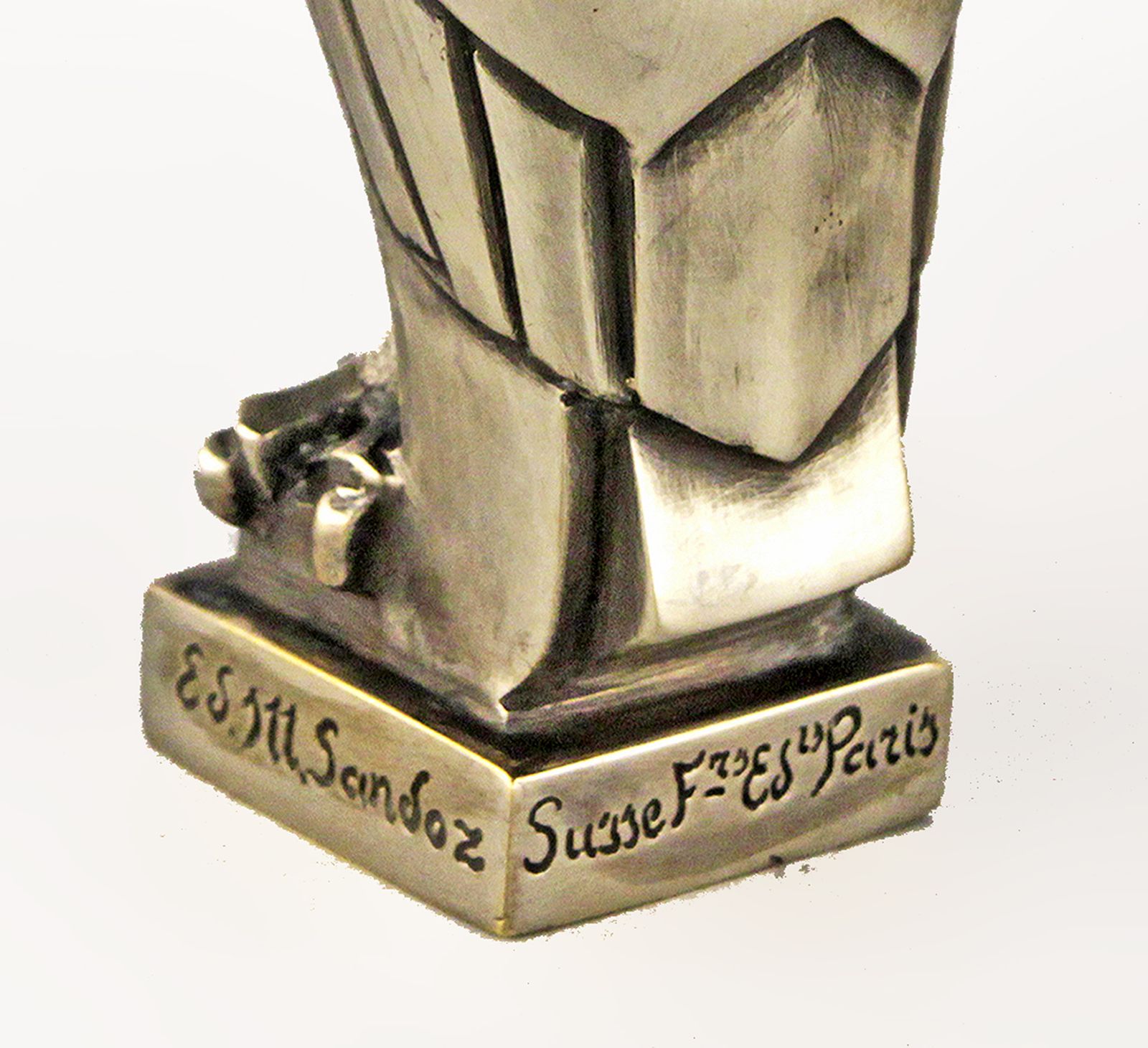Early 20th Century Art Déco French Nickelled Bronze Owl Shapped Car Mascot By édouard Marcel Sandoz For Susse Frères photo Art