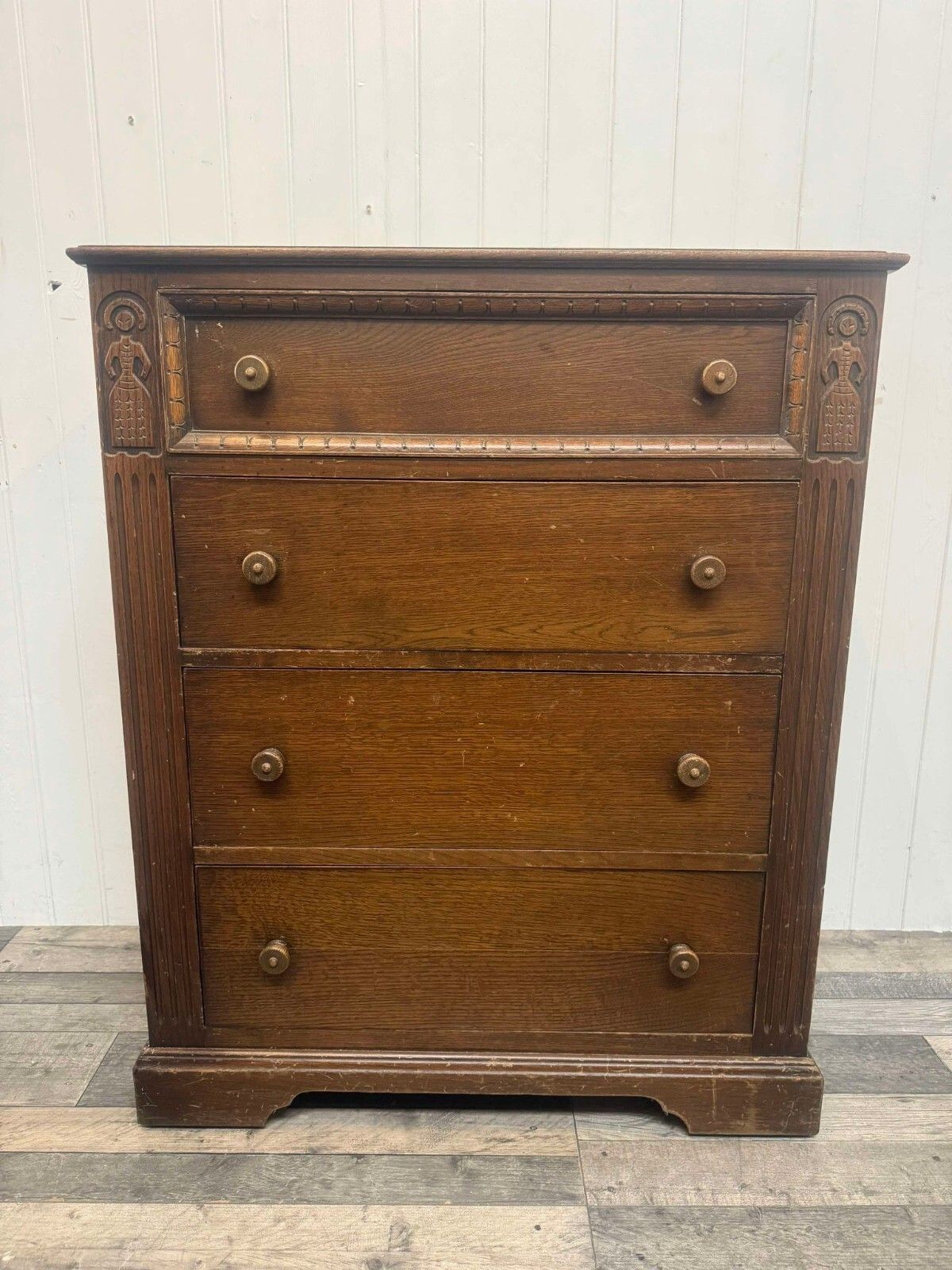 Vintage Wooden Carved Chest Of Drawers Ready To Custom Painted Using Fusion