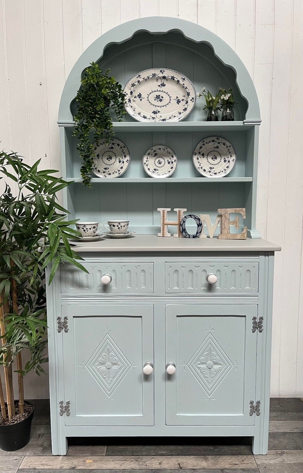 photo for sale Custom Painted Small Vintage Dutch Dresser Plate Rack Storage Cupboard