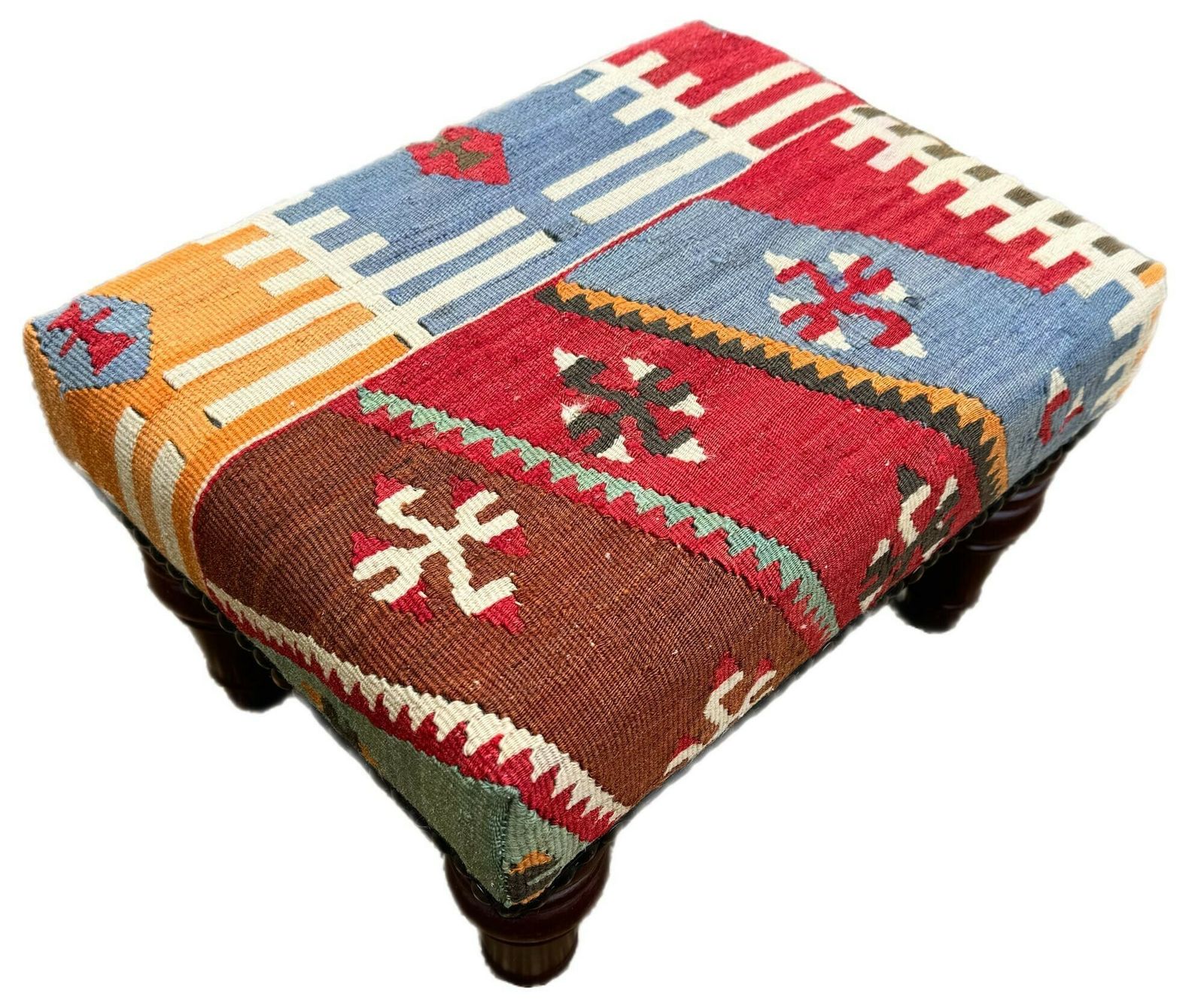 Kilim Covered Stool 0.42m X 0.32m X H0.26m