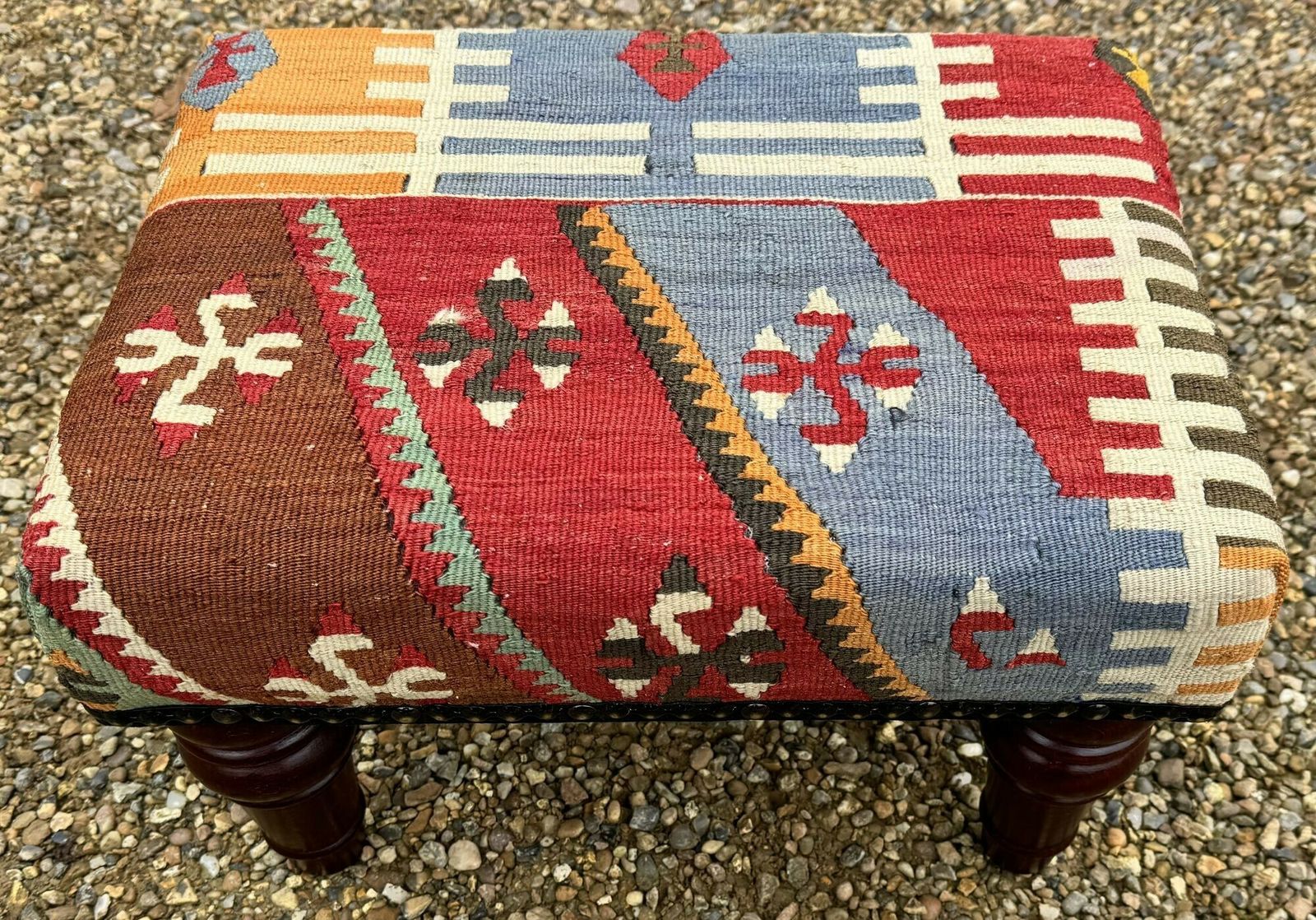 Kilim Covered Stool 0.42m X 0.32m X H0.26m photo for sale