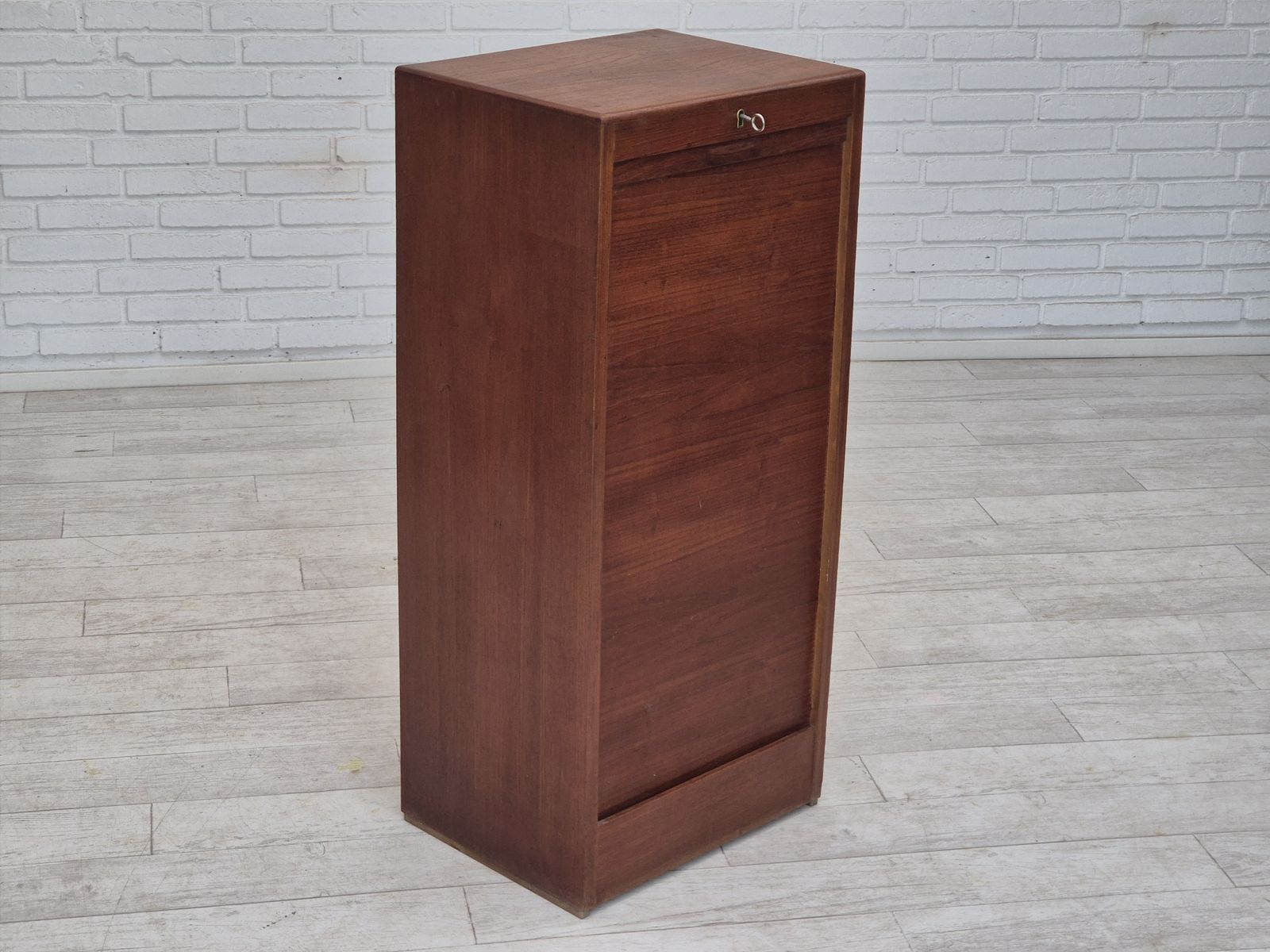 1960s, Danish Office Cabinet, Original Condition, Teak Wood, Sliding Doors, Drawers Inside. photo 890.0
