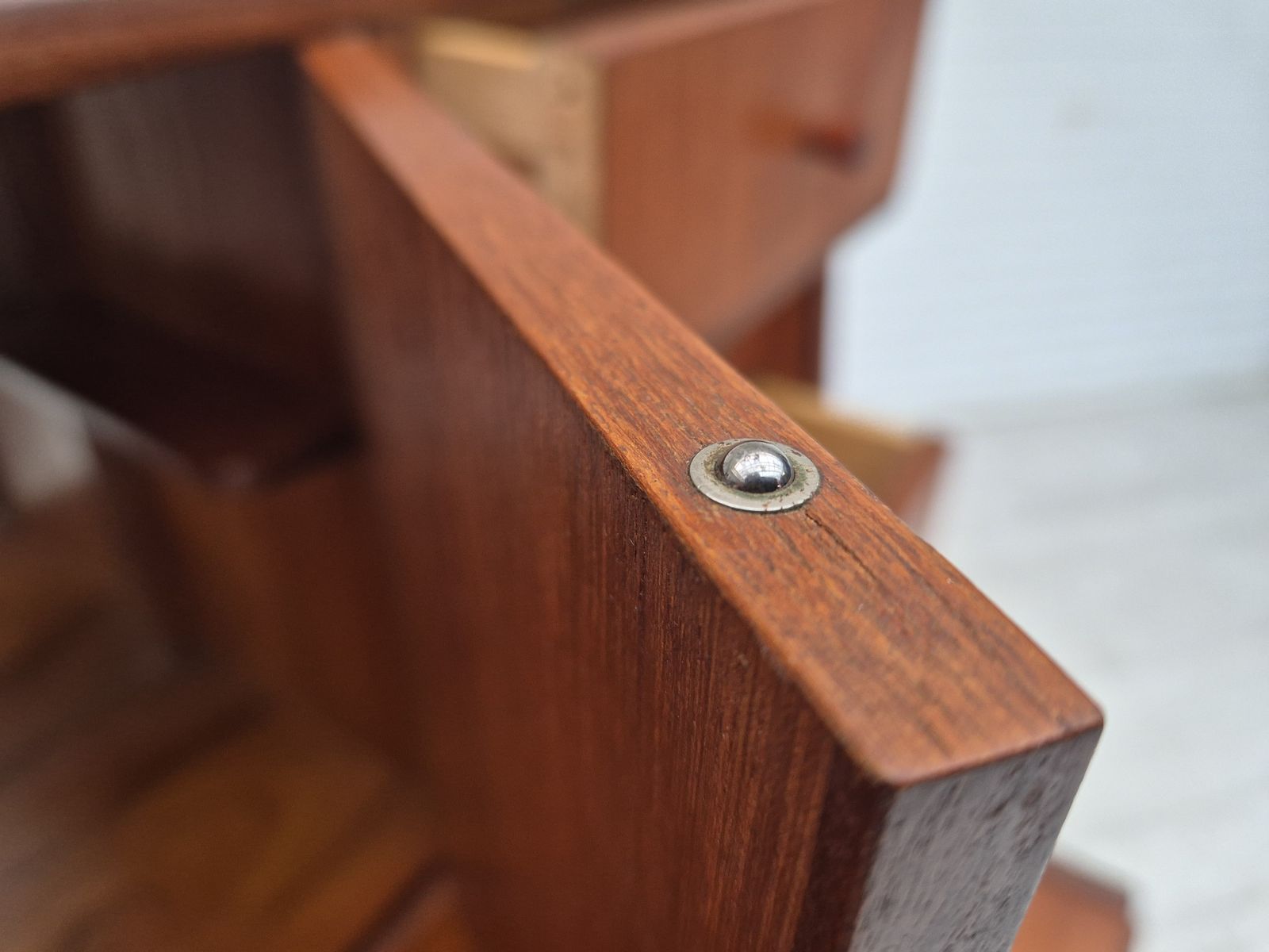 1960s, Danish Chest Of Drawers With A Mirror Inside, Original Condition, Teak Wood. photo vintage
