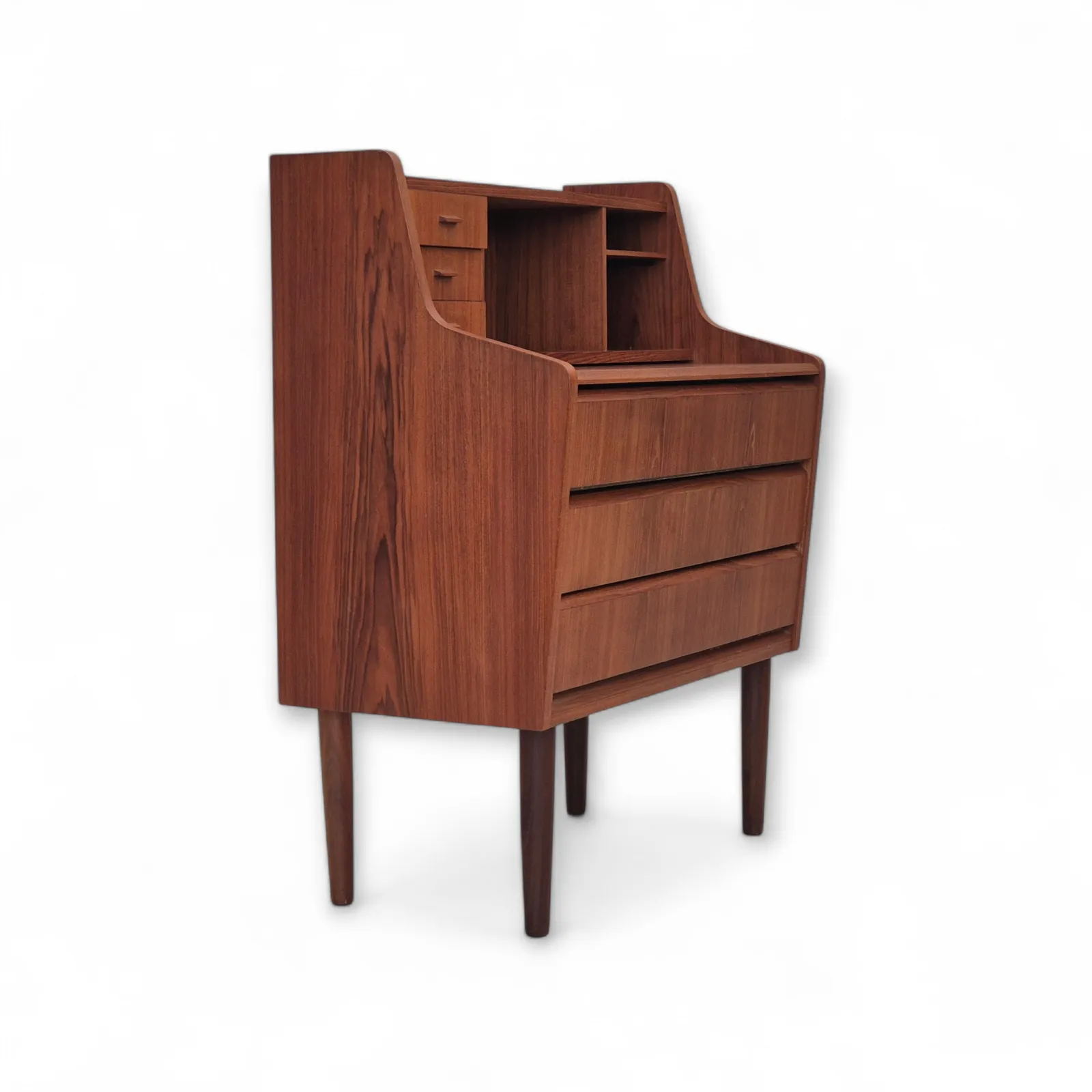 1960s, Danish Chest Of Drawers With Foldable Top/Mirror, Original Condition, Teak Wood.