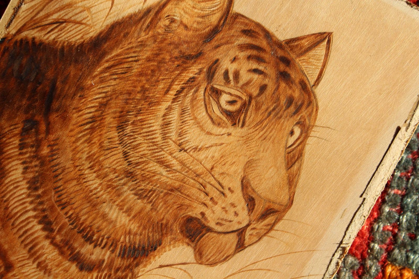 Early 20th C Naive Pokerwork Panels Of Tigers By Edward Guest Folk Art photo 1324.0
