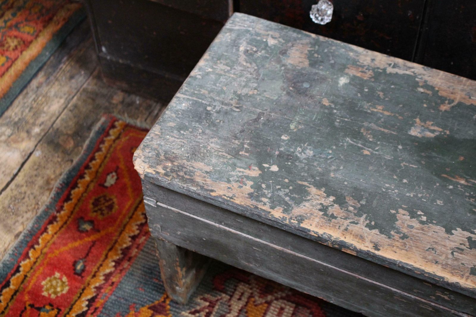 19th Century English Country House Bowls Bench Hallway Original Paint photo buy