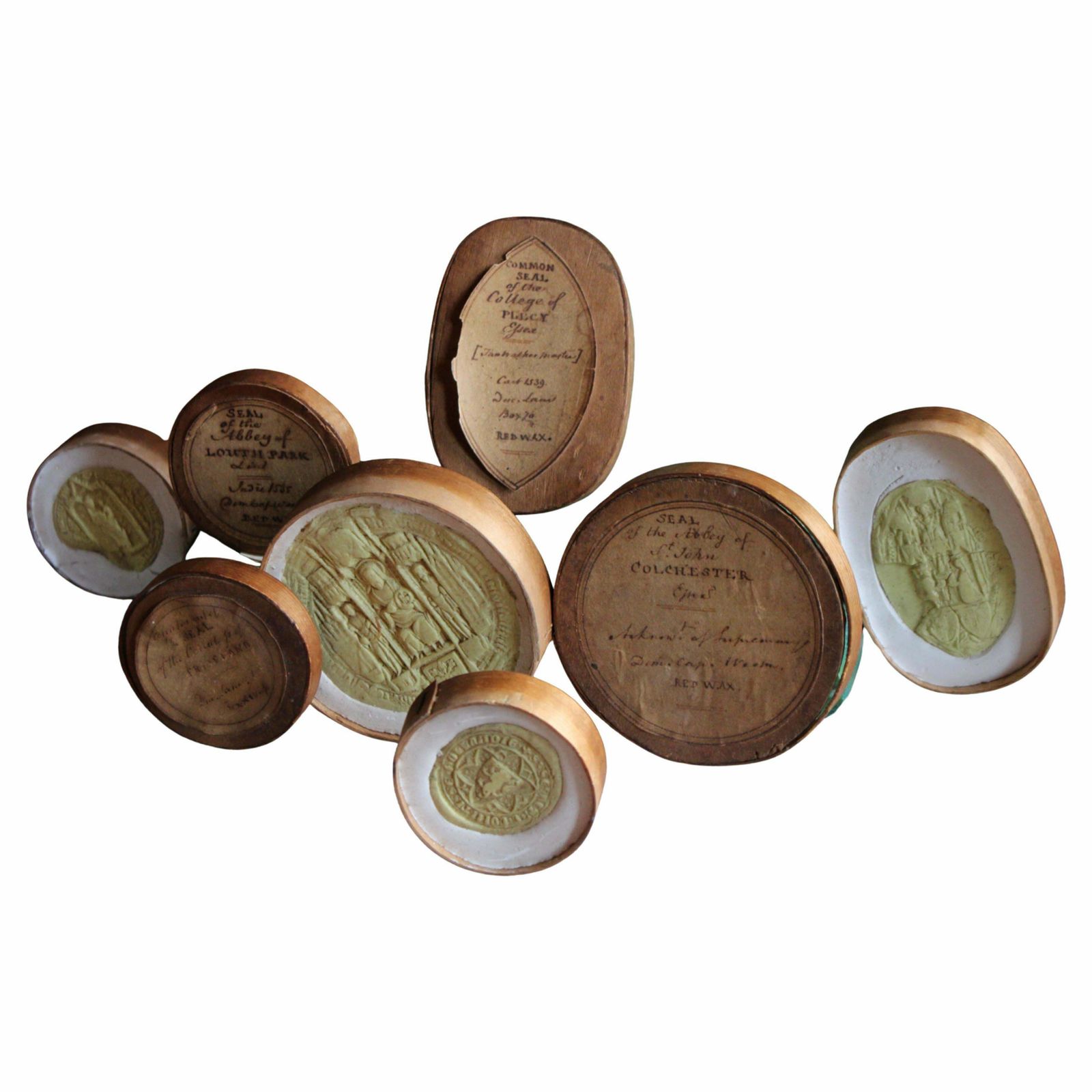 Collection Of Late 18th Century English Wax & Plaster Abbey & College Seals