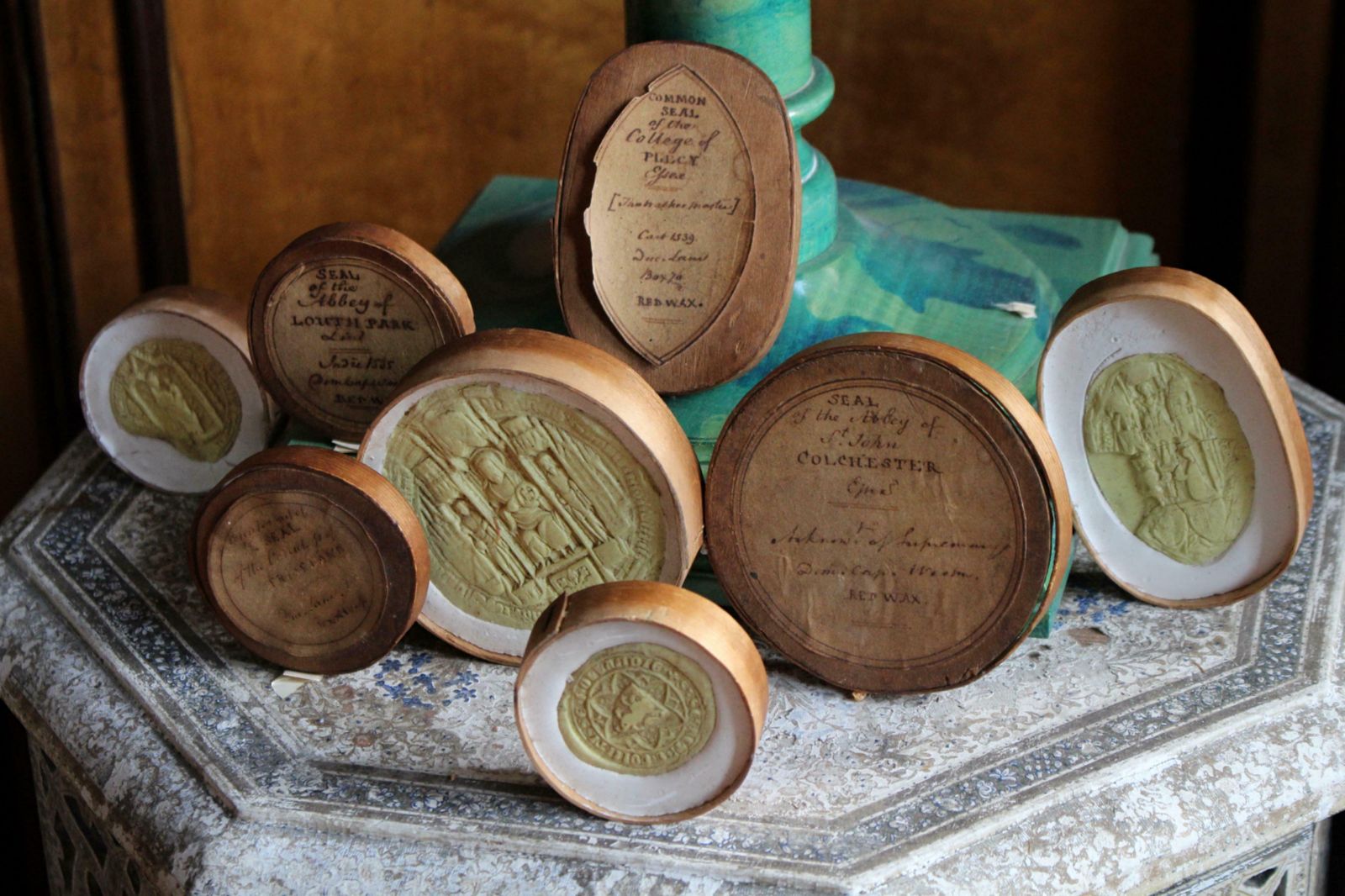 Collection Of Late 18th Century English Wax & Plaster Abbey & College Seals photo vintage