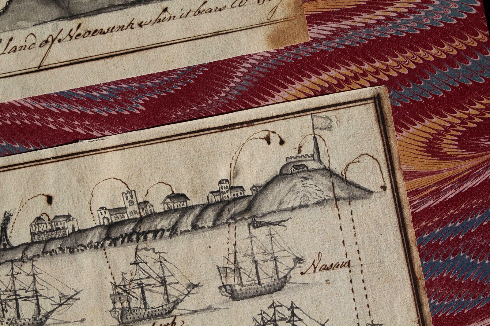 Late 18th C Sailors Naval Maritime Nautical Folk Art Pen & Ink Sketch's photo vintage