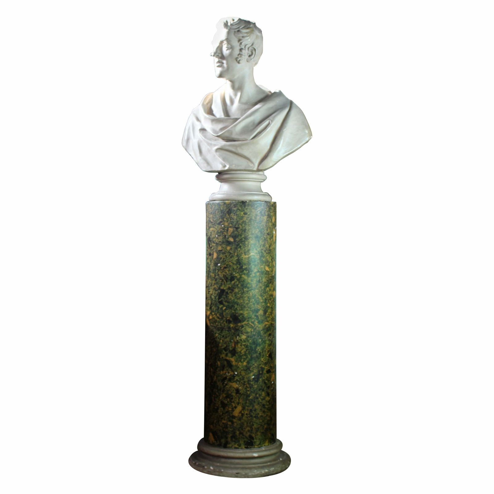 19thc Plaster Bust On Faux Porphyry Marble Column Of Architect Matthew Habershon