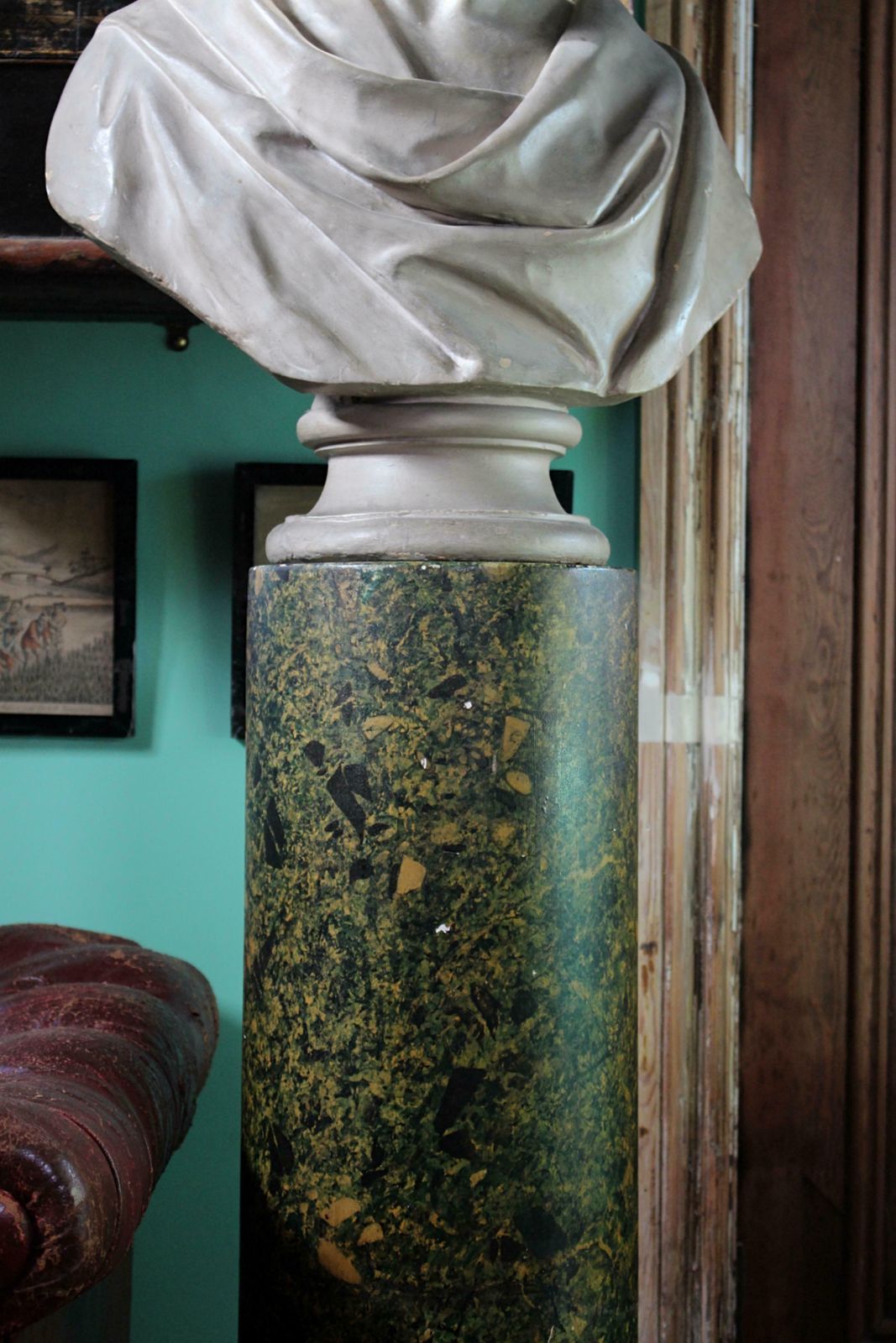 19thc Plaster Bust On Faux Porphyry Marble Column Of Architect Matthew Habershon photo vinterior