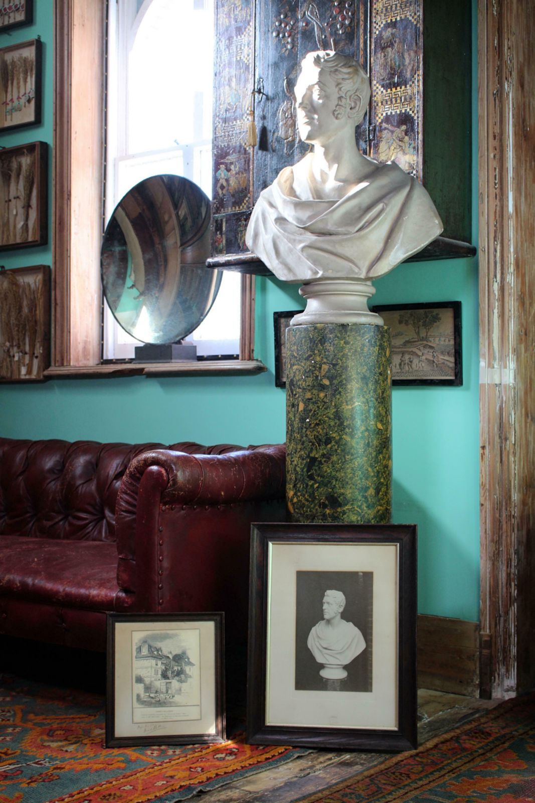 photo for sale 19thc Plaster Bust On Faux Porphyry Marble Column Of Architect Matthew Habershon