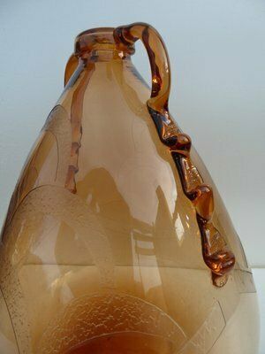 photo vintage Italian Art Glass Art Deco Murano With Cameo Etched Pattern Vase Attributed To Cappellin Vittorio Zecchin