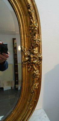 photo vinterior Antique French Carved And Gilded Wooden Wall Mirror, 1920s