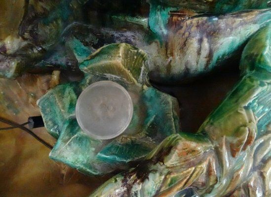 Large Italian Or French Majolica Ceramic Wall Fountain With Lighting, 1920s 1940s photo vinterior