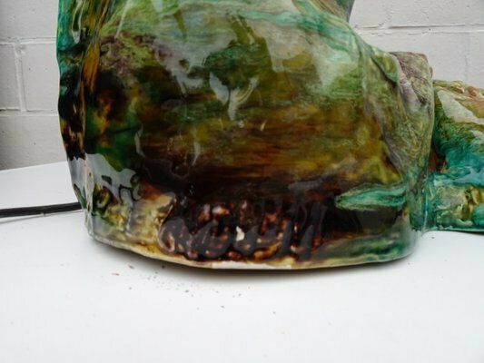 Large Italian Or French Majolica Ceramic Wall Fountain With Lighting, 1920s 1940s photo vintage