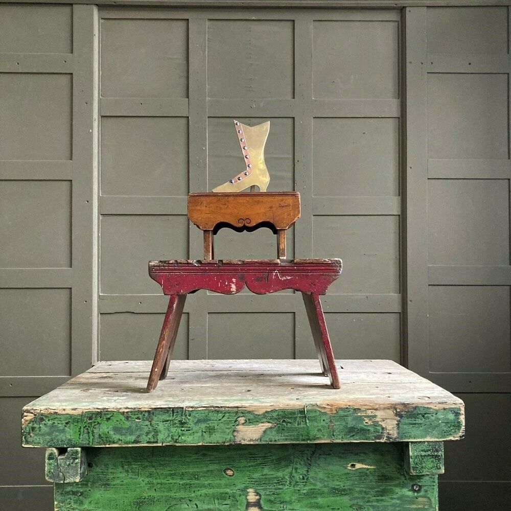 135.0 Folk Art Child's Stool, 1800s, Antique photo