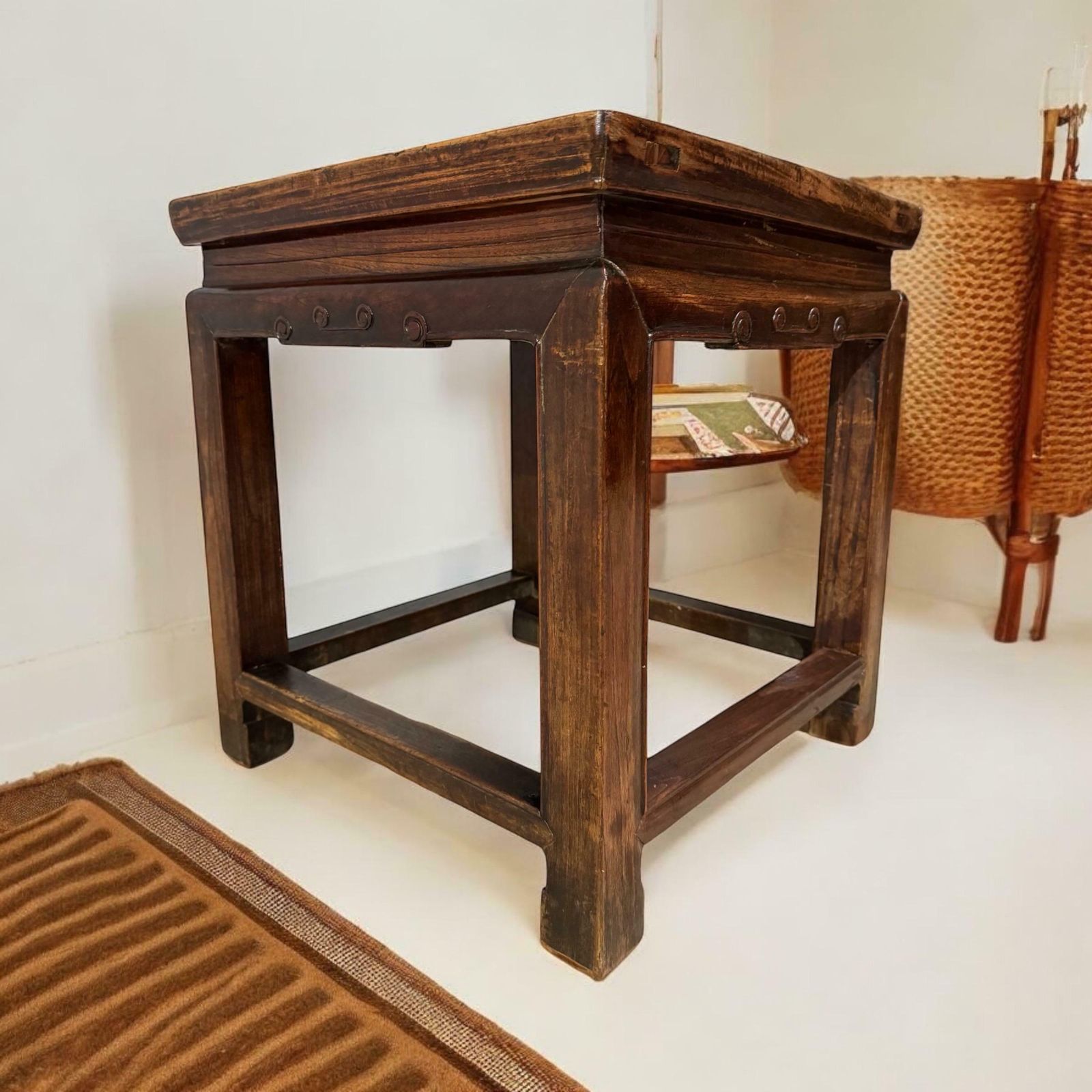 Antique Chinese Elm Side Table / 19th Century photo buy