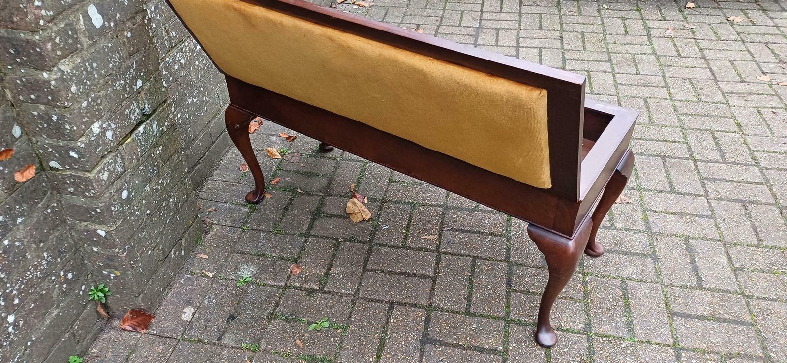 Double Top Quality Hardwood Double Piano Stool Cabriole Legs & Velvet Upholstery Elegant Music Bench. Hallway Bench As Storage Compartment. photo vinterior
