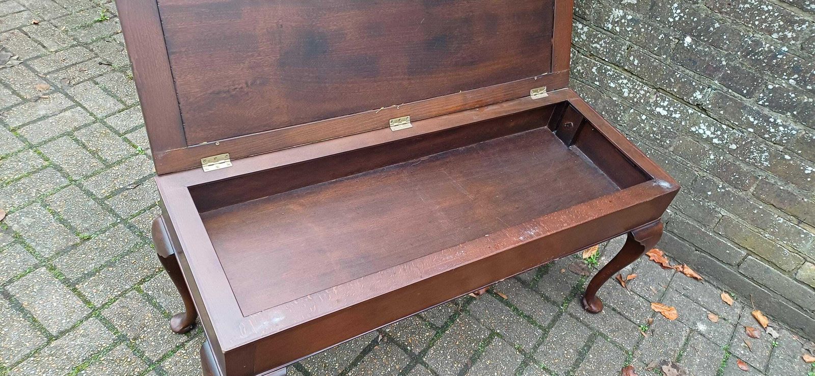 Double Top Quality Hardwood Double Piano Stool Cabriole Legs & Velvet Upholstery Elegant Music Bench. Hallway Bench As Storage Compartment. photo buy